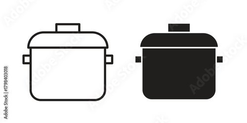Stew pot icon concept outline symbol design. Simple element illustration.