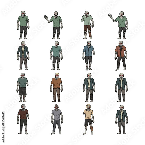 Collection of Zombie Characters for Halloween.