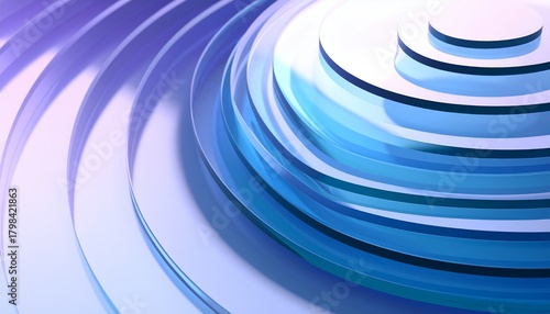 Abstract Blue and Purple Concentric Circles with Gradient Lighting.