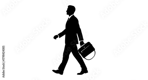 Silhouette of a man in a suit walking with a briefcase (5)
