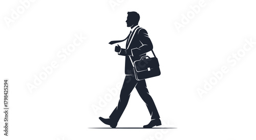 Silhouette of a businessman walking with a briefcase