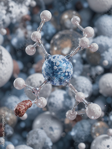 Imidazolidinyl urea, imidurea molecule. It is antimicrobial preservative used in cosmetics, formaldehyde releaser. Molecular model. 3D rendering