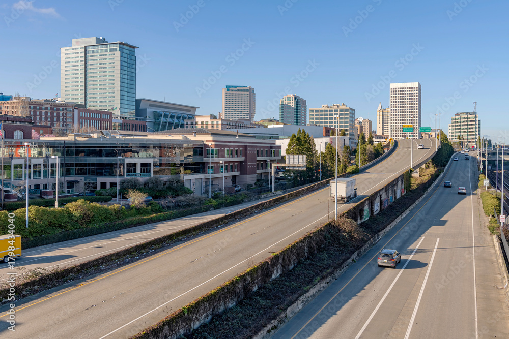 Fototapeta premium Downtown Tacoma Washington street view.