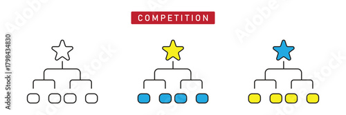 Business Competition Icon: Hierarchy Chart with Star at Top, Market Leader and Excellence.