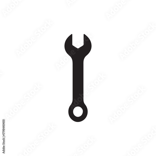 Wrench Vector Icon: Minimalist Black Glyph for Tool, Repair and Maintenance Design
