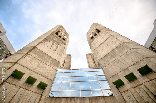 Edmonton, Alberta - October 11, 2025: Signage and architecture at MacEwan University seen on an autumn day in Edmonton, Alberta.
