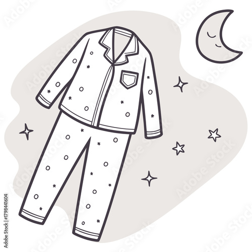 Pajamas with Stars and Moon on a Neutral Background sleepwear nightwear