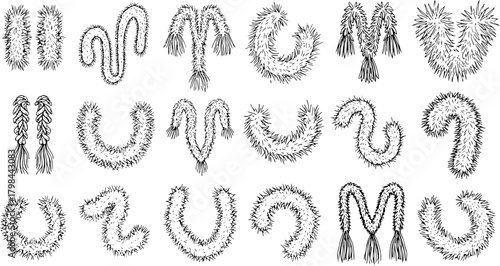 Furry Scarf Alphabet: Hand-Drawn Decorative Letters  Design Elements in Vector Format