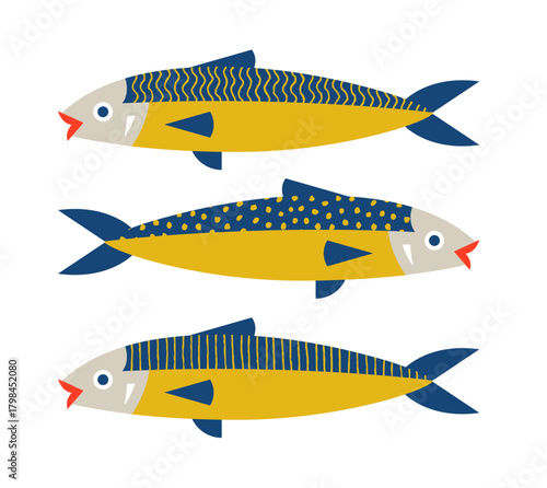 Hand drawn abstract Sardines