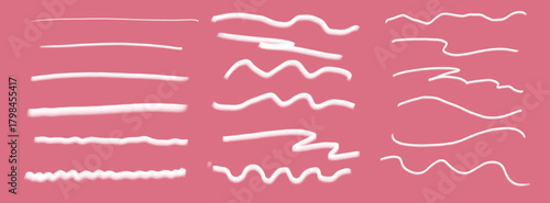 White Hand-Drawn Underline Lines on Pink Background Graphic Set