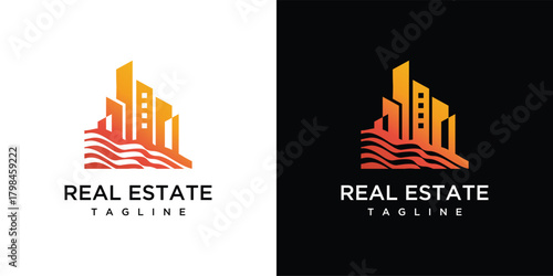 Illustration of a sea building logo. Vector logo design template elements of a sea building.	
