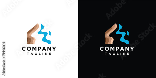 river house logo design .river house logo design illustration vector template	