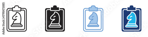 Strategy icon set multiple style collection