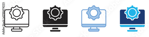 Web development icon set multiple style collection