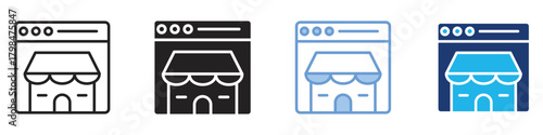Online shop icon set multiple style collection