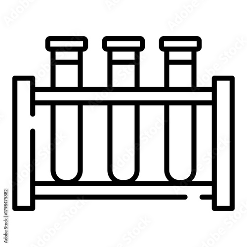 Test tubes on a rack black line icon