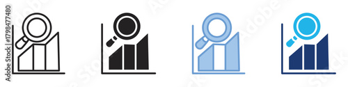 Analytics icon set multiple style collection