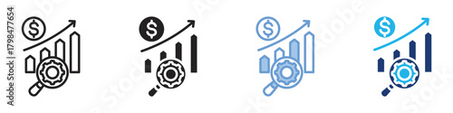 Economics icon set multiple style collection