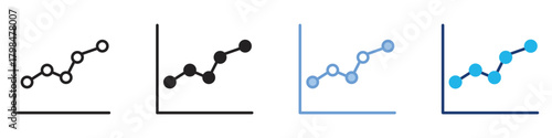 Line chart icon set multiple style collection