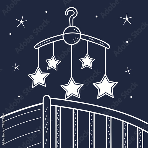 Baby Crib Mobile Above a Crib with Stars and Moon baby mobile nursery