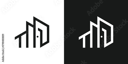 Open Door Building Logo, Dual Meaning Symbol Combining an Open Door and Architectural Structure to Represent Opportunity and Real Estate