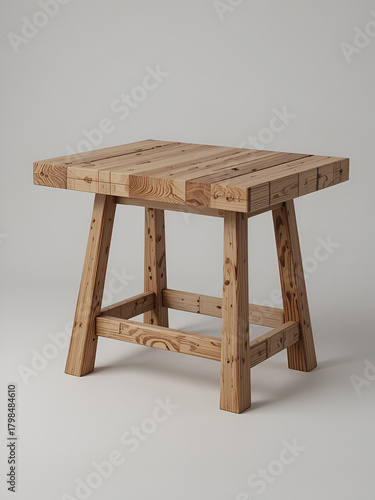 3D rendering illustration of a wooden trestle table