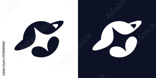 global Star Orbit Logo . A dual-meaning design combining a global and star, symbolizing exploration, discovery, and cosmic connection