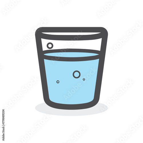Glass cup water drink icon color and outline white background soft design.