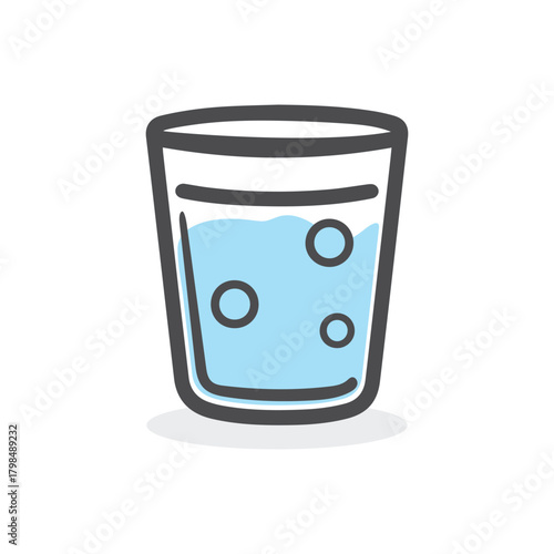 Glass cup water drink icon color and outline white background soft design.
