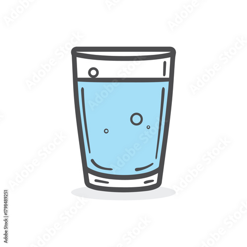 Glass cup water drink icon color and outline white background soft design.