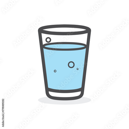 Glass cup water drink icon color and outline white background soft design.