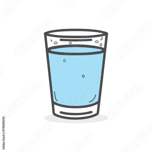 Glass cup water drink icon color and outline white background soft design.