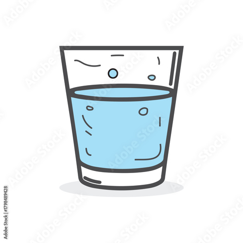 Glass cup water drink icon color and outline white background soft design.
