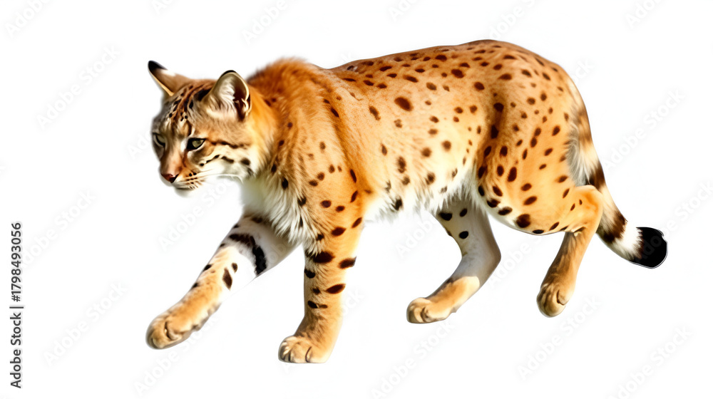 Obraz premium Bobcat walking on transparent background isolated on transparent background