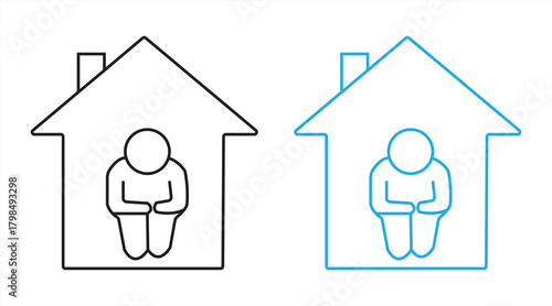 Homeless shelter linear icon. Temporary housing for homeless individuals and families. Vector illustration.
