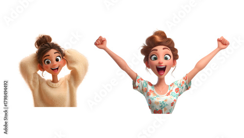 two young women cartoon