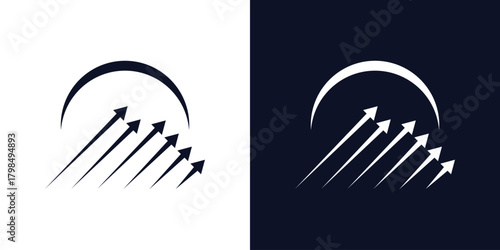 Mountain Arrow Rise Logo, Dual Meaning Symbol Combining a Mountain Peak with an Upward Arrow to Represent Growth, Progress, and Achievement