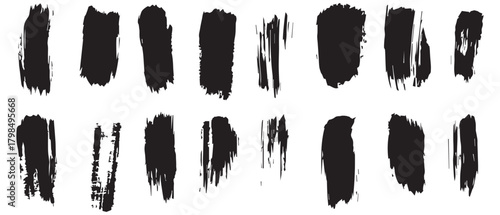Black brush art grunge collection set background design.