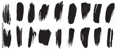 Black brush art grunge collection set background design.
