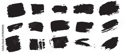 Black brush art grunge collection set background design.