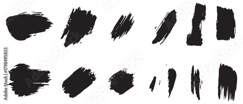 Black brush art grunge collection set background design.