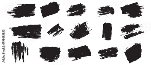 Black brush art grunge collection set background design.