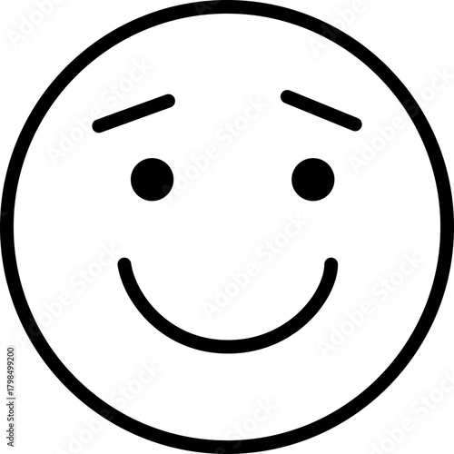 Shy Smile Emoji Icon, Hesitant Happy Face, Vector Graphic