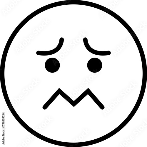 Worried Face Emoji Icon, Sadness, Anxiety, Concern, Negative Emotion, Vector Art