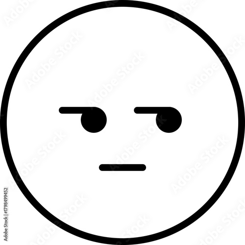 Skeptical Emoji Face Icon, Suspicious, Doubtful, Unimpressed, Side Eye, Simple Vector Art