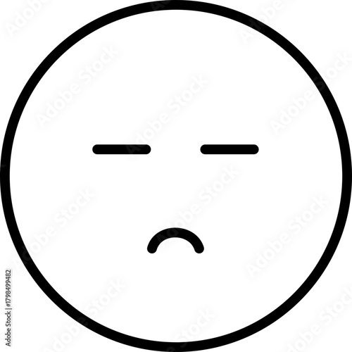 Sad Face Emoji Icon, Disappointed Emotion, Negative Feeling, Simple Line Art