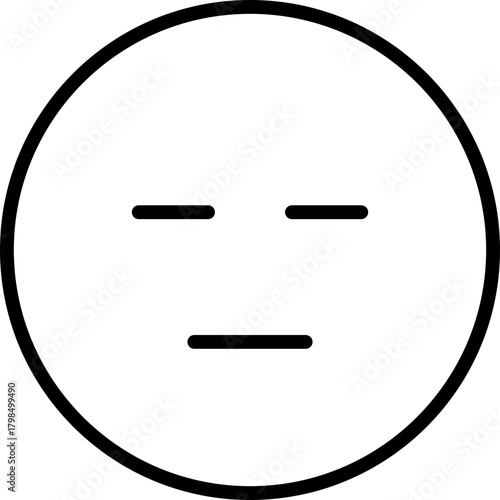 Neutral Face Emoji Icon, Emotionless Expression, Simple Line Art Symbol