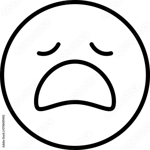 Sad Face Emoji Icon, Crying, Unhappy, Disappointment, Emotion, Vector Art