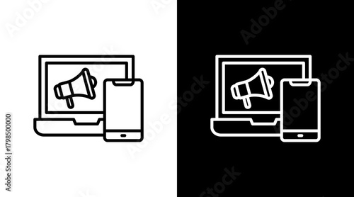 Marketing Technology  White Icon Set Design