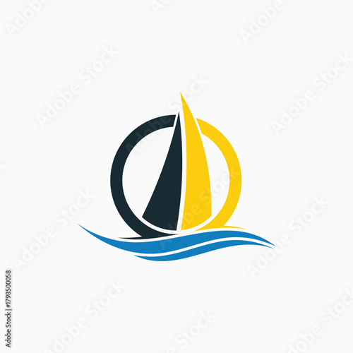 sailing wave logo vector